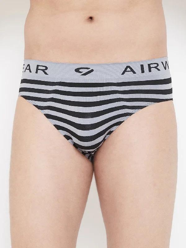 C9 Airwear Seamless Striped Briefs for Men - Grey