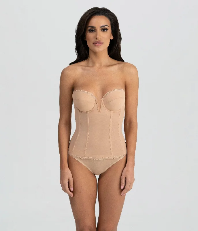 Mocha Deep Plunge V-Wire Longline Vivienne Bustier Bra